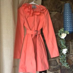 coral pink ASOS trench coat
